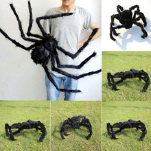 Spider de pelúcia, 30/50/75cm, grande, feito de fio, bar ktv, adereços de casa assombrada, crianças, brinquedos engraçados, joking para decoração de halloween 2024 - compre barato