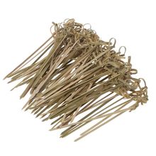 100Pcs Disposable Bamboo Tie Knotted Skewers Twisted Ends Cocktail Food Fruit Picks Fork Sticks Buffet Cupcake Toppers 2024 - buy cheap