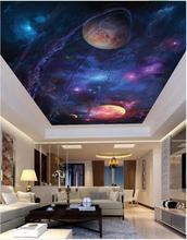 Papel de parede com foto personalizada 3d, mural com teto murais do céu, universo, espaço para sala de estar, quarto, mural 2024 - compre barato