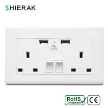 SHIERAK 13A 250V UK Standard Double Socket With USB Port 1000mA/2100mA Dual USB Charger Wall Outlet for Kitchen Plug Socket 2024 - buy cheap