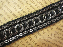 5yards Craft Black Braided Metal Chain Decorated Lace Ribbon Trim For Dress Clothes Accessories Trim 2024 - buy cheap