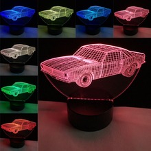 GAOPIN-Lámpara 3D con forma de coche, iluminación LED, USB, luz nocturna Multicolor táctil o remota, cambio de mesa 2024 - compra barato