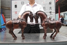 Zodíaco chinês animal bronze vermelho cobre sorte auspicioso tang cavalo estátua par 2024 - compre barato