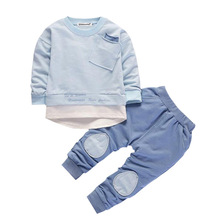 Комплект одежды для мальчиков и девочек, футболка и штаны, спортивный костюм для мальчиков, Осень-зима 2019 2024 - купить недорого