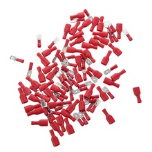 100 Red Spade Crimp Terminals Fully Insulated Electrical Connectors Audio Wiring 2024 - buy cheap
