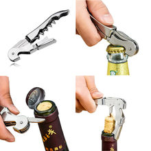 Useful 1x Stainless Steel Corkscrew Double Hinged Waiters Wine Bottle Opener Lever Kitchen Bar Tools Accessories Creative Gift 2024 - buy cheap