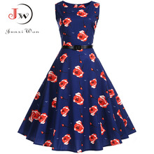 Women Audrey Hepburn Dress Retro Vintage 50s 60s Rockabilly Floral Swing Summer Dresses Sleeveless Elegant Tunic Vestidos 4 2024 - buy cheap