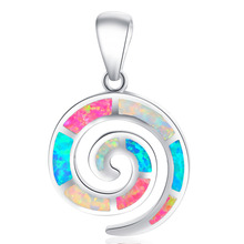 ROLILASON Wholesale Retail Fantastic Color Fire Opal Silver Stamped fashion jewelry Necklace Pendants for women OP478 2024 - buy cheap