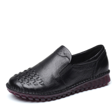 Zapatos planos de piel auténtica hechos a mano para mujer, mocasines elegantes transpirables con suela suave de TPR, para verano, 2019 2024 - compra barato