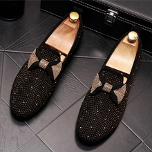 CuddlyIIPanda-mocasines informales con nudo de mariposa para hombre, zapatos de boda con diamantes de imitación de cristal ostentoso 2024 - compra barato