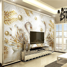 beibehang Wallpaper Mural Wall Sticker Luxury 3d Swan Gold Leaf Watermark Jewelry TV Wall Background Wall papel de parede 2024 - buy cheap