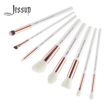 Jessup pinceles 8 Uds maquillaje profesional de los cepillos conjunto blanco/oro rosa Definer corrector maquillaje destacador cepillo kit de herramientas T218 2024 - compra barato