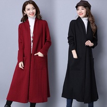 Весеннее и осеннее женское длинное пальто в национальном стиле, плотный Кардиган с длинным рукавом, однотонная ветровка 2024 - купить недорого