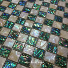 Azulejos de mosaico de concha de abulón de Nueva Zelanda, mosaico de MD-WP022, decoración de lujo contra salpicaduras, 25mm 2024 - compra barato