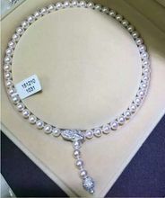 Impresionante collar de perlas blancas del Mar del Sur AAA natural de 9-10mm, plata de 24 pulgadas 2024 - compra barato