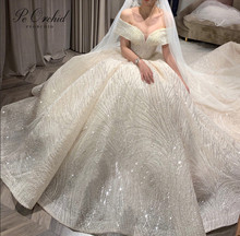 PEORCHID Luxury Princess Wedding Dress Ball Gowns For Brides Lace Sequin Off Shoulder Bridal Dress 2019 New Robe Mariage Femme 2024 - buy cheap