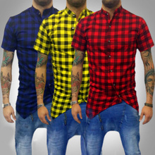 Men casual Plaid shirt short sleeve male shirt camisas hombre masculina XS-4XL Casual Cotton Slim Fit Mens Shirts 2024 - buy cheap