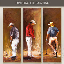Pintura al óleo de Golf pintada a mano para sala de estar, pintura abstracta moderna para jugar al Golf, arte de pared sin marco 2024 - compra barato