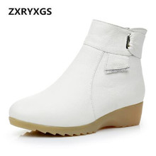 2022 New Winter Boots Women White Cowhide Leather Women Boots Large Size Warm Comfort Ankle Boots Non-slip Soft Fashion Shoes 2024 - buy cheap