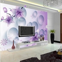 beibehang Custom wallpaper 3d stereo dream purple flower TV backdrop wallpaper living room bedroom papel de parede 3d wallpaper 2024 - buy cheap