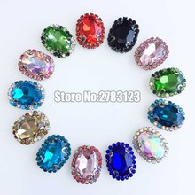 13x18mm 10pcs high quality oval shape color chain+color rhinestone glass sew on stones with holes diy/clothing accessories 2024 - buy cheap