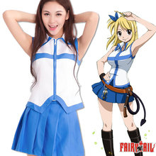 Anime Fairy Tail Cosplay Women Girl School Uniforms Fantasia Lucy Heartfilia Costume Tops + Skirt 2024 - buy cheap