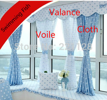 Customized Rustic Modern Brief Blue Quality Cloth or Voile Curtain With Dots for Living Room,Balcony Blinds 2024 - buy cheap