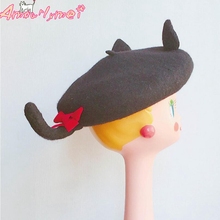 Japanese Style Mori Girl Lolita Cute Cat Wool Berets Hat For Women Beret Hat Female Painter Cap Autumn Winter Boina Feminino 2024 - buy cheap