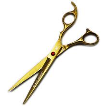 BLACK KNIGHT Professional 7 Inch Hairdressing Scissors Barber Hair Cutting Shears Pet Scissors Golden Style 2024 - buy cheap