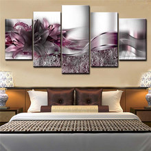 5 Pieces Classical Flowers Poster Bling Wall Art Elegant Lilies Blossom Canvas Painting Pictures for Living Room Home Decor 2024 - buy cheap