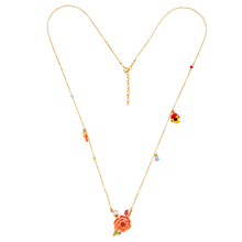 Cadena fina de verano para mujer, collar de esmalte largo con diseño de pájaros y flores, joyería de Color dorado 2024 - compra barato