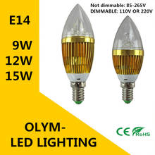 LED candle light E14 9W 12W 15W E14 Dimmable 110V 220V Led bulb lamp cool white / warm white CE ROHS 2024 - buy cheap