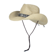 Женская и мужская соломенная шляпа в ковбойском стиле в стиле ретро; летняя пляжная шляпа в ковбойском стиле для папы, сомбреро, Хомбре; шляпа от солнца в стиле джаз; размер 56-58 см 2024 - купить недорого