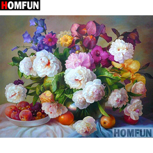 Алмазная 5D картина HOMFUN «сделай сам», полноразмерная/круглая вышивка «цветок, фрукты», 3d-вышивка крестиком, подарок, домашний декор A01124 2024 - купить недорого