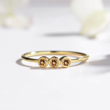 Anillo de compromiso de citrino Natural para mujer, joyería fina de oro amarillo sólido de 14k, anillo de tres piedras a la moda 2024 - compra barato