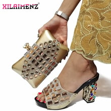 Zapatos de mujer de diamantes de imitación de moda de estilo informal y conjunto de bolsos a juego estilo africano bombas zapatos y Bolsa para la boda del partido 2024 - compra barato