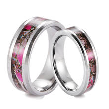 Шардон вольфрамовый камуфляж обручальное кольцо с скошенными краями и розовый махровый Дуб камуфляж инкрустация-6 мм и 8 мм (1 шт) 2024 - купить недорого