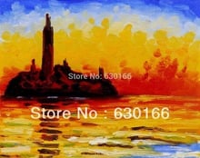 Hand Painted Oil Painting Wall Pictures - San Giorgio Maggiore by Twilight Claude Monet's Seascape Painting Reproduction 2024 - buy cheap