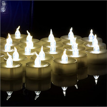 Warm WhIte Flickering Tea Lights 100 Plastic LED Candles 100 pcs  Flameless Electric General Candles 2024 - buy cheap