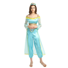 Disfraz de Snailify para mujer adulta, disfraz de Aladdín jasmín, Cosplay árabe, vestido lujoso de princesa Harem azul 2024 - compra barato