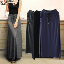 Sanishroly 2019 Summer Autumn Women Long Skirts Elastic High Waist Modal Skirt Female Big Swing Maxi Skirt Saia Plus Size SE586 2024 - buy cheap