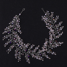 Diadema de perlas de cristal púrpura para boda, diadema hecha a mano, tocado nupcial, accesorios para el cabello de boda FD634 2024 - compra barato