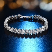 Pulsera de cadena romana de circonia AAA para mujer, brazalete de lujo de alta calidad, joyería de Color dorado y cristal 2024 - compra barato