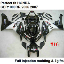 Carenado de plástico ABS para motocicleta Honda, piezas de carrocería negra, juego de carenados CBR 1000RR 06 07 MQ62, 2006 2007 2024 - compra barato