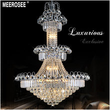 Large Hotel Silver Crystal Chandelier Lighting Fixture Gold or Silver Lustre Hanging Light for Restaurant Lobby lampadari 2024 - buy cheap