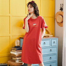 Mujeres 2019 nuevo coreano femenino verano camisón de dibujos animados sexy algodón Delgado casual cómodo vestido de una pieza ropa de dormir 2024 - compra barato