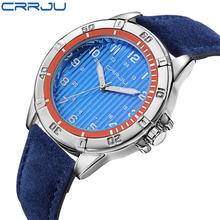 New CRRJU men watch fashion Quartz Wristwatches Creative Genuine Leather men sports watch relogio masculino Stylish Man Clock 2024 - купить недорого