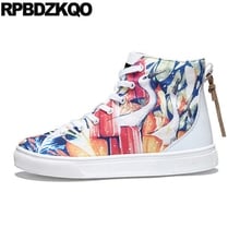 Runway Brand Canvas Trainers Flats Sneakers Printed Breathable Skate New Men Shoes Casual High Top Painting Animal Print Hip Hop 2024 - buy cheap