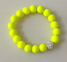 Neon Fluorescence Candy Color Beads Disco crystal  Bracelet Ball Stand Stretch Bracelets o54 2024 - buy cheap