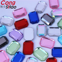 Cong Shao-Apliques acrílicos de diamantes de imitación, 10x14mm, largo octogonal, piedras y cristales, reverso plano, adornos para manualidades, YB717, 200 Uds. 2024 - compra barato